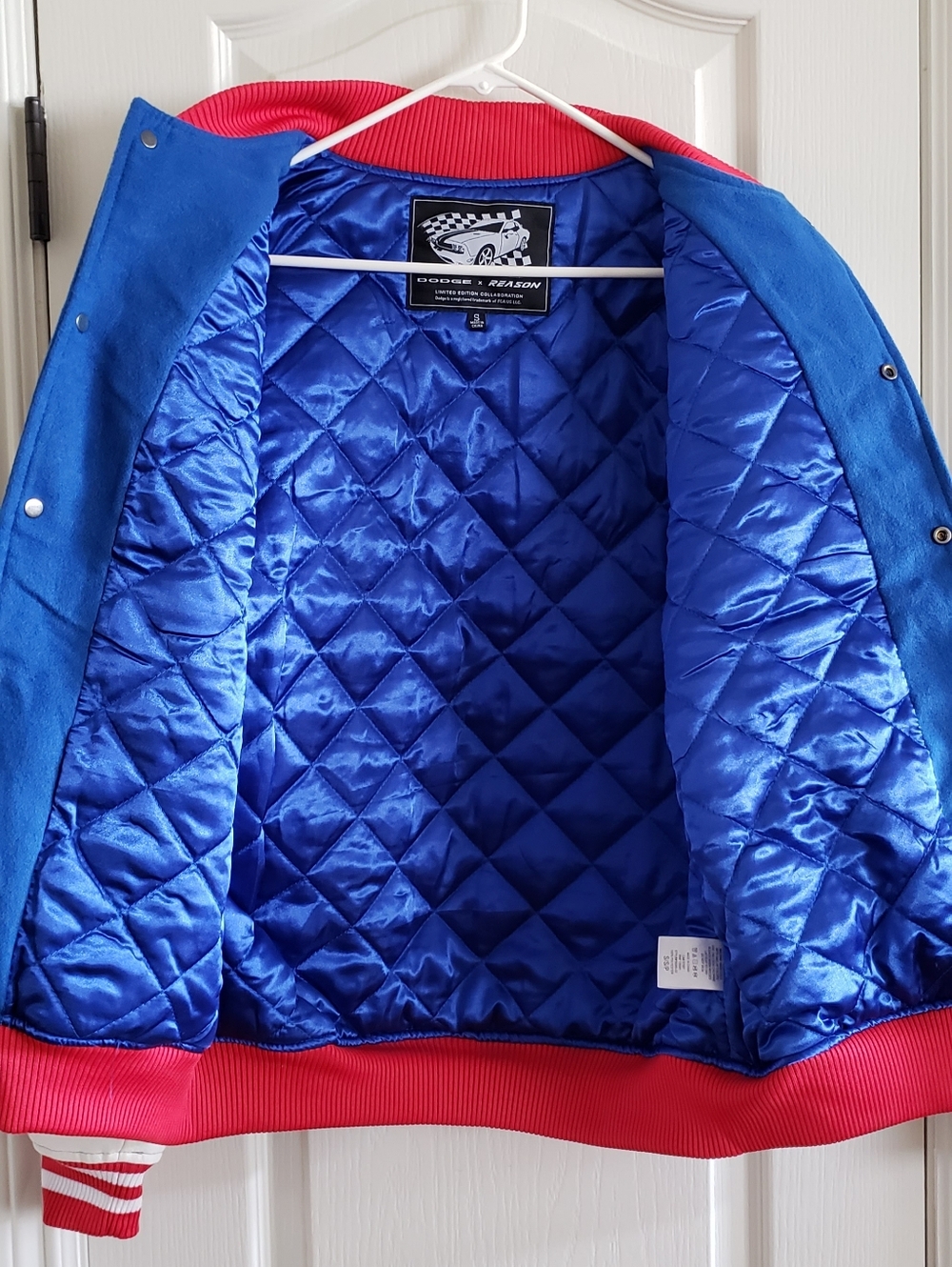 Dodge X Reason Demon SRT Rebel Varsity Jacket Blue NEW Men’s Size Small NWOT - Picture 8 of 12